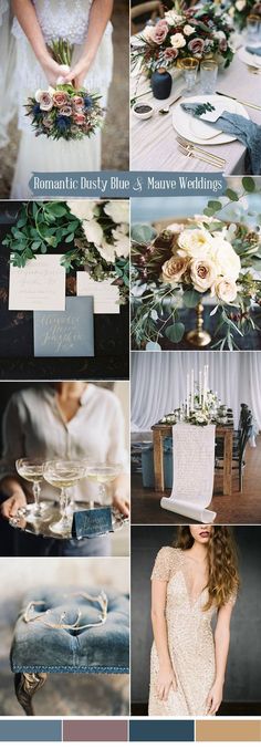 a collage of different wedding colors and details