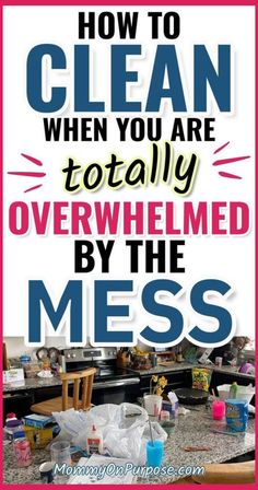 Overwhelemed? Start cleaning a messy house when you're feeling overwhelmed but know you need to declutter clean and organize your VERY cluttered home. Cleaning A Messy House, House Cleaning Checklist, Diy Cleaning Hacks, Deep Cleaning Tips, Cleaning Motivation