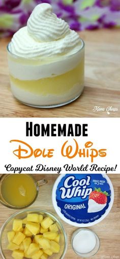 homemade dole whip recipe with whipped cream and pineapple