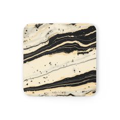 black and white marble coaster on a white background