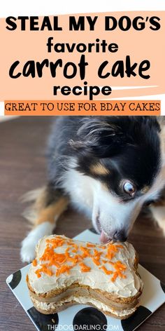 a collage of pictures showing how to make a dog's favorite carrot cake