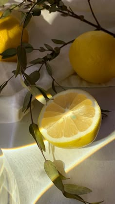 the lemons are sitting on the table ready to be eaten