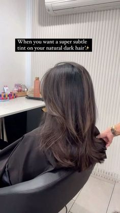 Best Colour For Black Hair, Low Maintenance Mushroom Brown, Black Hair Mocha Balayage, Low Maintenance Color For Dark Hair, Black To Dark Brown Balayage, Partial Highlights Dark Hair, Brown Balayage Black Hair, No Bleach Hair Color For Black Hair, Black Chocolate Hair