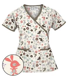 UA Springtime Hop Coffee Bean Mock Wrap Scrub Top Style # WT668STC  #uniformadvantage #uascrubs #adayinscrubs #scrubs #printscrubs #scrubtop #animalscrubs Pediatric Scrubs, Holiday Scrubs, Scrubs Nursing Uniforms, Scrubs Uniform, Coffee Scrub, Medical Uniforms, Nurse Uniform