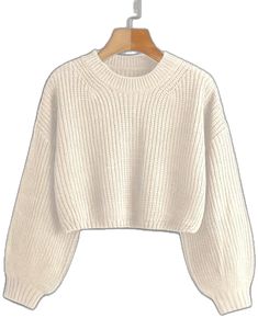 Beige Crew Neck Acrylic Top, Beige Acrylic Crew Neck Top, Casual Beige Acrylic Tops, Trendy Knitted Cropped Acrylic Sweater, Trendy Knitted Cropped Sweater In Acrylic, Cozy Acrylic Cropped Sweater, White Ribbed Acrylic Sweater, Trendy Soft Knit Acrylic Cropped Sweater, Trendy Soft Knit Cropped Acrylic Sweater