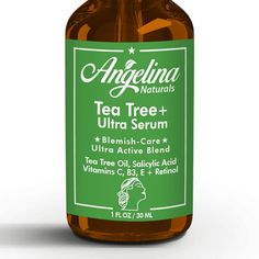 Tea Tree + Ultra Serum Our best active serum to the rescue! Tea tree oil blended with Vitamin C, Hyaluronic Acid & Retinol works alongside Salicylic acid to unclog pores, comfort upset skin, and deliver a brighter, healthier-looking skin. How it Works:  Tea tree oil helps to soothe inflamed skin, getting rid of unwanted redness or rosacea  Salicylic acid gets rid of acne-causing bacteria and unclogs pores  Blend of other plant-based ingredients such as niacinamide, retinol, vitamin c and other n Tea Tree For Acne, Inflamed Skin, Acne Serum, Natural Teas, Skin Blemishes, Tea Tree Essential Oil, How To Get Rid Of Acne, Unclog Pores, Tree Oil