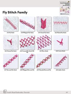 the instructions for how to make a hand stitch family pattern, with pictures of different stitches and