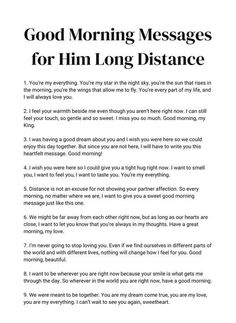 a poem that says good morning messages for him long distance