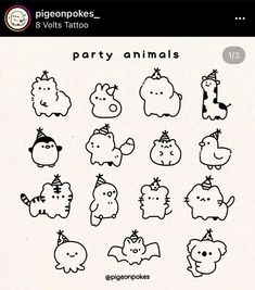 an image of party animals drawn in black and white