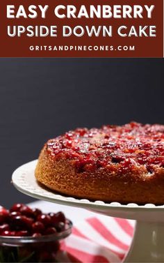 the ultimate cranberry upside down cake on a plate