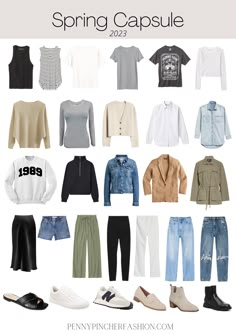 Spring Outfits 2023 Capsule, 2023 Work Capsule Wardrobe, Casual Capsule Wardrobe Spring 2023, Fashion Capsule Wardrobe 2023, Woman Spring Outfits 2023, 2023 Spring Wardrobe, Minimal Capsule Wardrobe 2023, Wardrobe Capsule 2023 Spring, Summer Outfits 2023 Capsule