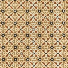 an old fashioned wallpaper with circles and leaves in brown, beige and black colors