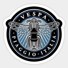 a black and red sticker with the words, vespa magiolia on it