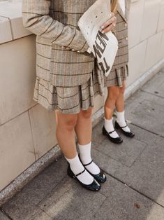 Embrace your fall style with our Marren Blazer & Skirt! Featuring a timeless plaid tweed in gray and tan, a v-neckline with collar, sleek long sleeves and functional buttons. Complete with pockets and lining. This gray and tan plaid tweed skirt features a knee-length pleated design, perfect for a playful and stylish look. mommy & me, cozy layering outfits, street style fashion, fall neutrals, city chic fall outfits, autumn workwear, warm tones, cozy coffee shop looks Chic Houndstooth Tweed Dress For Fall, Chic Tweed Dress With Houndstooth Pattern For Fall, Chic Tweed Dress For Business In Fall, Chic Plaid Tweed Dress For Fall, Chic Tailored Tweed Dress For Fall, Fall Tweed Dress For Work, Casual Tweed Dress For Fall, Classic Tweed Dress For Fall Workwear, Fall Houndstooth Tweed Dress