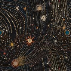 an artistic painting with stars and circles