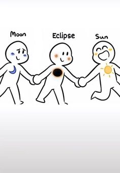 three people holding hands with the words eclipse and sun in each other's arms