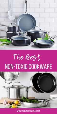 an assortment of non - toxic cookware on a counter