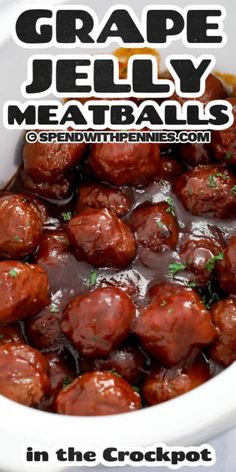 grape jelly meatballs in the crockpot are ready to be eaten for dinner