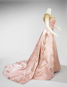 House of Worth  (French, 1858–1956) Pink Evening Gowns, Pink Long Dress, Pink Evening Dress, 20th Century Fashion, Edwardian Fashion