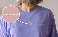 "Upgrade from your hole-y t-shirts with an oversized, oh so comfy and oh so classic EMBROIDERED \"sleep shirt\".   Embroidery comes in white. T-shirt color options: - Black - Watermelon - Violet COMFORT COLORS 1717 | Men's Garment-Dyed Heavyweight T-Shirt See product images for a sizing chart- order UP for an oversized fit! * 100% ring-spun cotton * Garment-dyed * Relaxed fit" Comfort Colors Tshirt, Shirt Embroidery, Sleep Shirt, Custom Gifts, Pajama Shirt, Night Shirt, Pajamas Women, Friends In Love, Comfort Colors