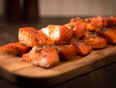 the food is prepared and ready to be eaten on the wooden cutting board for consumption