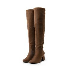 BURUDANI Womens Thigh High Over the Knee Fashion Chunky Heel Long Boots DOB213 BROWN/SUEDE Size 5.5.Suitable for party, formal occasion, or daily wear. Gender: female.  Age Group: adult. Boots Brown, Long Boots, Character Designs, Chunky Heel, Thigh High, Brown Suede, Thigh Highs, Over The Knee