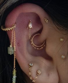 a woman with ear piercings on her left side