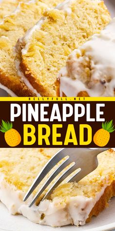 Including pineapple juice and crushed pineapple, this easy Pineapple Bread Recipe is delightfully moist and bursting with tropical pineapple flavor in every bite, topped with an irresistible icing! Savory Brunch Recipes, Best Brunch Recipes, Homemade Bread Recipes Easy, Favorite Recipes Chicken, Skillet Dishes