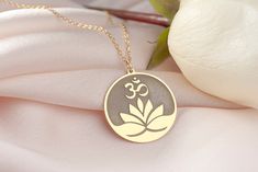 "Lotus Flower Necklace, Yoga Necklace, Breathe Necklace Pendant, Meditation Necklace, Sterling Silver, Ohm Necklace, Spiritual Necklace TO OUR VALUED CUSTOMERS ! Please take a look at our special catalog that we have prepared for you !  ▶ https://www.etsy.com/shop/DaintyMark D E T A I L S * Made to Order. * Handmade with Sterling %100 925K Sterling Solid Silver. * Choice of Gold Color: Gold, Rose Gold, Silver * Length: 14\", 16\", 18\", 20\", 22\"  * Ready to Ship in 1-3 Business Days * Free returns within 14 days from the order date. A B O U T ∙ U S * All personalization is done by hand. Because it's better that way. * 100% Ethically Sourced raw materials. * Our lovely packaging is made with love and passion. * Handcrafted by our trusted craftsmen with care. G I F T ∙ T I M E We love gift Spiritual Rose Gold Necklace With Flower Pendant, 14k Gold Spiritual Flower Pendant Jewelry, Spiritual Rose Gold Flower Pendant Necklace, Spiritual Gold Plated Flower Pendant Necklace, Ohm Necklace, Spiritual Lotus Flower Necklace Gift, Lotus Bracelet, Lotus Flower Necklace, Om Necklace