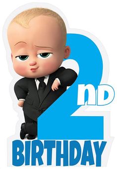 a baby in a suit with the number 2 on it's face is shown