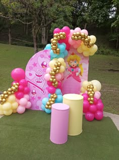 balloons and decorations for a princess birthday party