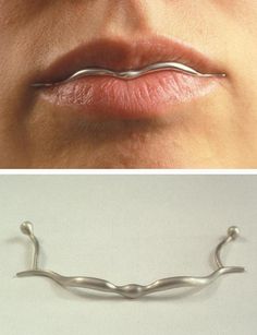 LIP LINER by Anika Smulovitz 2003 | @andwhatelse Weird Jewelry, Face Jewellery, Body Adornment, Unusual Jewelry, Diy Schmuck, Contemporary Jewellery, Body Jewellery, Bijoux Diy, Contemporary Jewelry