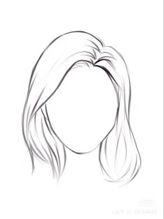 a drawing of a woman's head with long hair