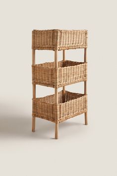 three wicker baskets stacked on top of each other