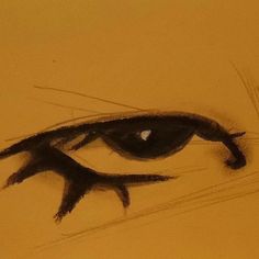 a drawing of an eye with long eyelashes