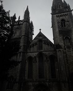 an old gothic church with two towers