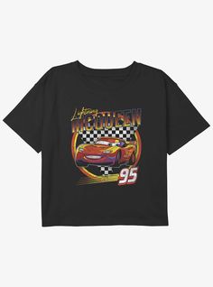 60% Cotton  40% PolyesterWash cold; dry lowImportedListed in youth sizes Lightning Mcqueen Shirt, Cars Lightning Mcqueen, Disney Pixar Cars, Crop T Shirt, Disney Shirt, Pixar Cars, Lightning Mcqueen, Womens Crewneck, Disney Outfits