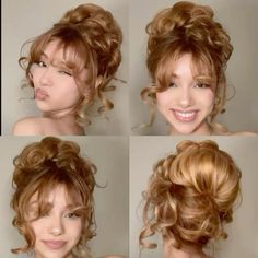 Follow for more 🐚🦢 Celeb Hairstyles Red Carpet, Updo For Quinceanera, Fairy Bun Hairstyles, Birthday Updo Hairstyles, Old Fashioned Hairstyles Vintage, Vampy Updo, Short Quince Hairstyles, Cute Hair Designs, Hair For Formal Events