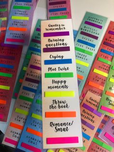 colorful sticky notes with words written on them