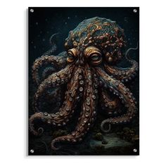 an octopus painting on a black background