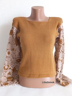 Hand-knit sweaters often have unique details and craftsmanship. If you're looking for something specific or need assistance finding such a sweater, let me know how I can help! Size :M Material: 55%wool,45%acrilyc. Fall Crochet Lace Crew Neck Top, Fall Crochet Lace Top With Crew Neck, Beige Crochet Crew Neck Top For Winter, Beige Crew Neck Crochet Top For Winter, Stretch Brown Knitted Sweater, Bohemian Crochet Lace Crew Neck Sweater, Fall Stretch Crochet Lace Top, Stretch Crochet Lace Top For Fall, Long Sleeve Crochet Lace Top With Stretch