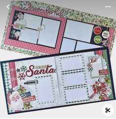 two scrapbook pages with christmas images on them