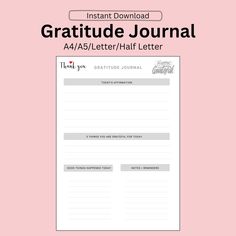 a pink background with the words gratitude journal and an image of a handwritten letter