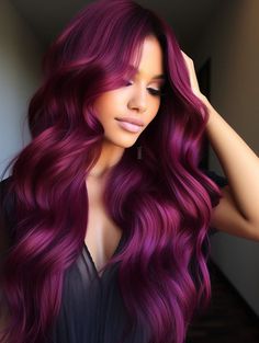 Purple Hair Color Ombre, Dark Purple Hair Color, Purple Hair Color Ideas, Violet Hair Colors, Purple Hair Color, Red Hair Looks, Light Purple Hair, Magenta Hair, Dark Purple Hair