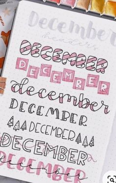 December Header, Titles Ideas, Bujo Lettering, Bujo Spreads