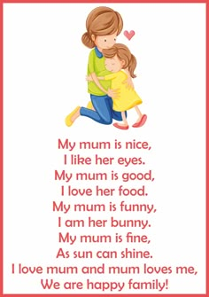 a mother's love poem for her daughter to be happy and hug her on the cheek