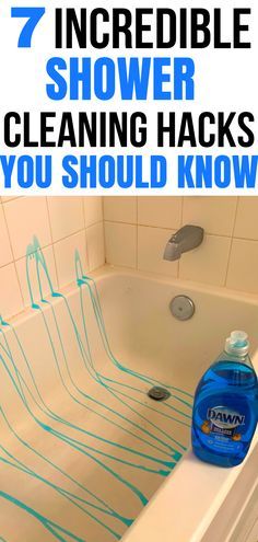 a bathtub with the words 7 amazing shower cleaning hacks and tips you should try