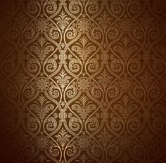 a brown and gold wallpaper with intricate designs