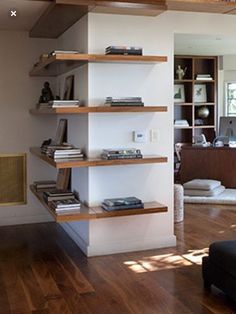 a living room filled with furniture and bookshelves next to a fire hydrant