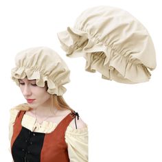 PRICES MAY VARY. Package Includes: Medieval Cap for women *1, aviailable in 4 colors, beige/black/brown/darked. Adjustable Size: Bonnet hat with elastic band in the middle, one size fit most people with head circumference 19.68"-23.62" (50cm-60cm). Material: This night cap with ruffle brim is made of quality linen which is very soft and skin-friendly, can be wear as a decent medieval hat. Occasions: Great for women's colonial pioneer cosplay, ren faire costume, victoria servant and nurse headwea Victorian Bonnet, Cottagecore Hat, Medieval Hats, Ren Faire Costume, Pastors Appreciation, Victorian Hats, Maid Cosplay, Vintage Tea Party, Nursing Cap